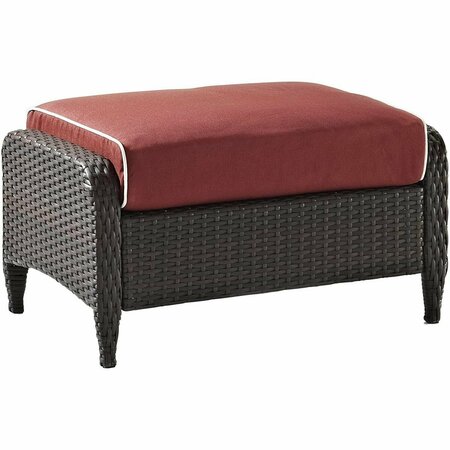 TERRAZA Kiawah Outdoor Wicker Ottoman, Sangria & Brown TE3046402